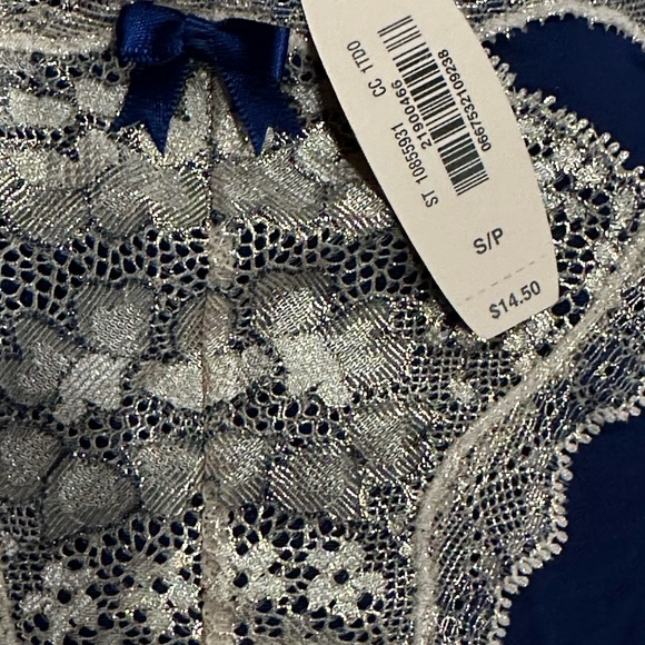 2 Victoria's Secret Dream Angels Cheekini Panties Bundle- Small- Navy Blue Ivory - Picture 3 of 11